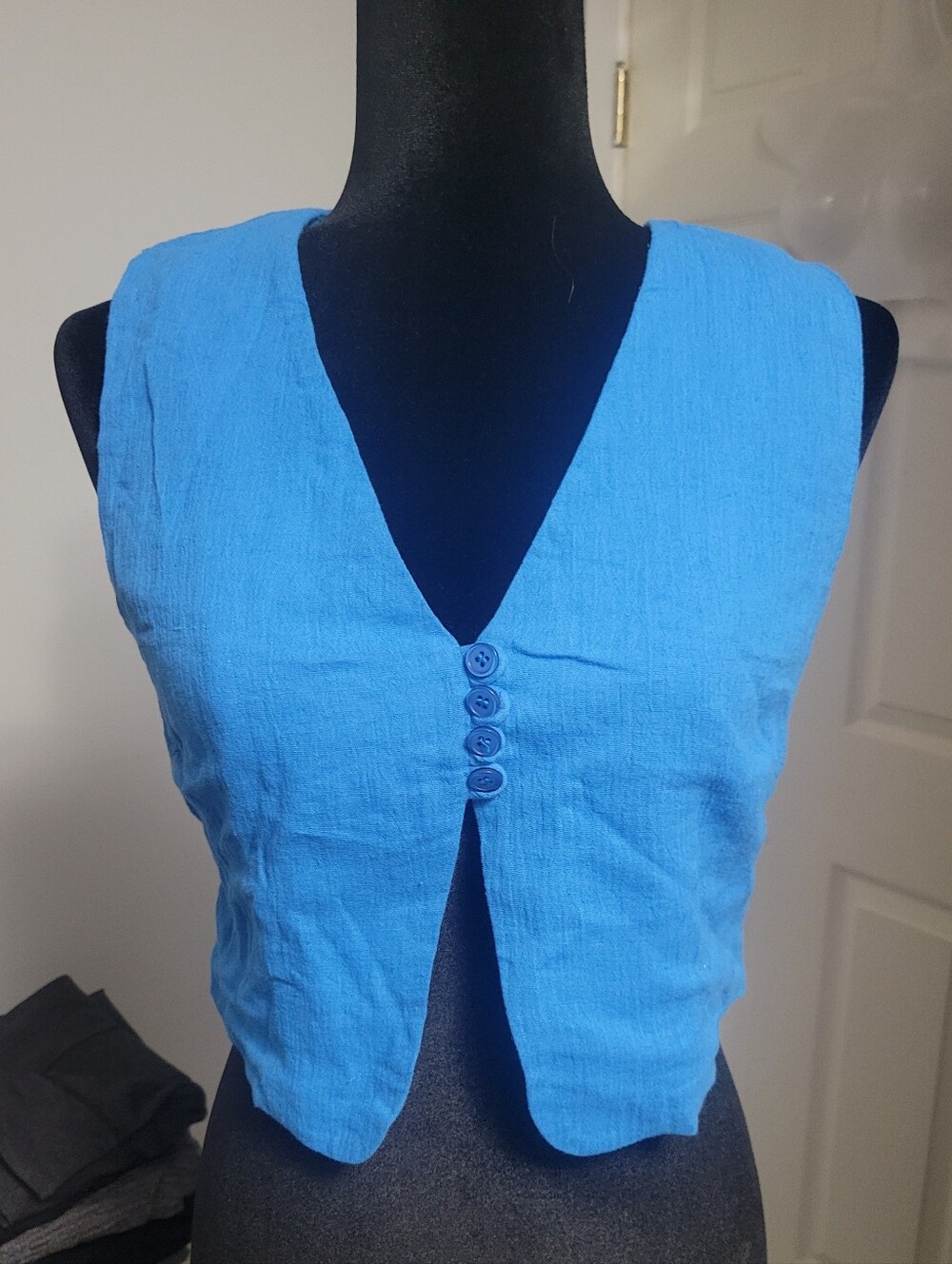 Commense Medium Cotton & Linen Leisure Waistcoat In Blue NWT - Picture 3 of 6